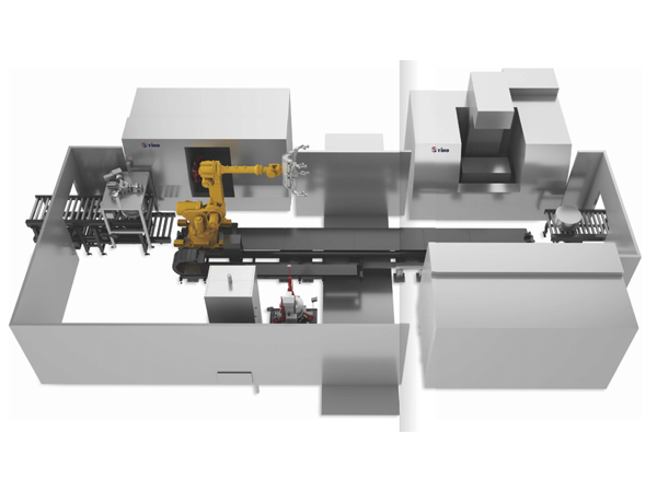 地轨式机器人机加工自动化生产线
